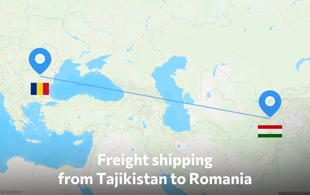Shipping route from Tajikistan to Romania