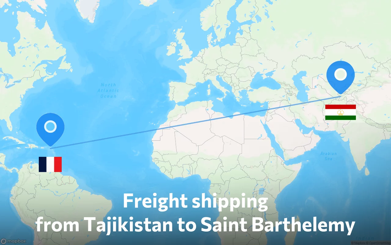 Shipping route from Tajikistan to Saint Barthelemy