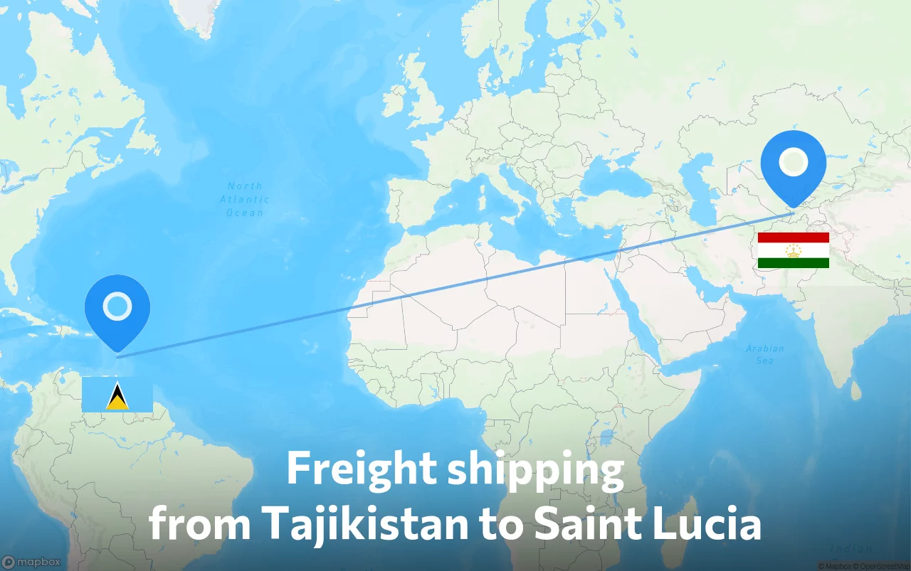 Shipping route from Tajikistan to Saint Lucia