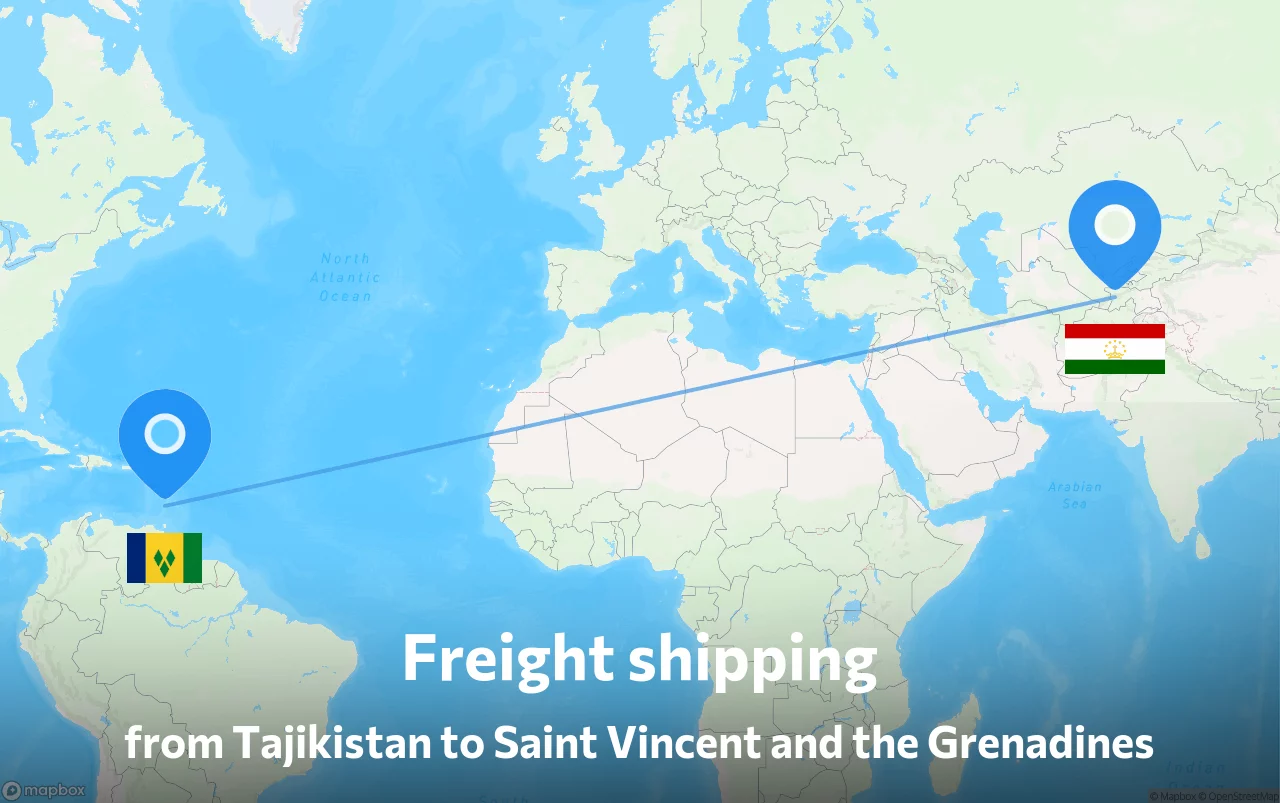 Shipping route from Tajikistan to Saint Vincent and the Grenadines