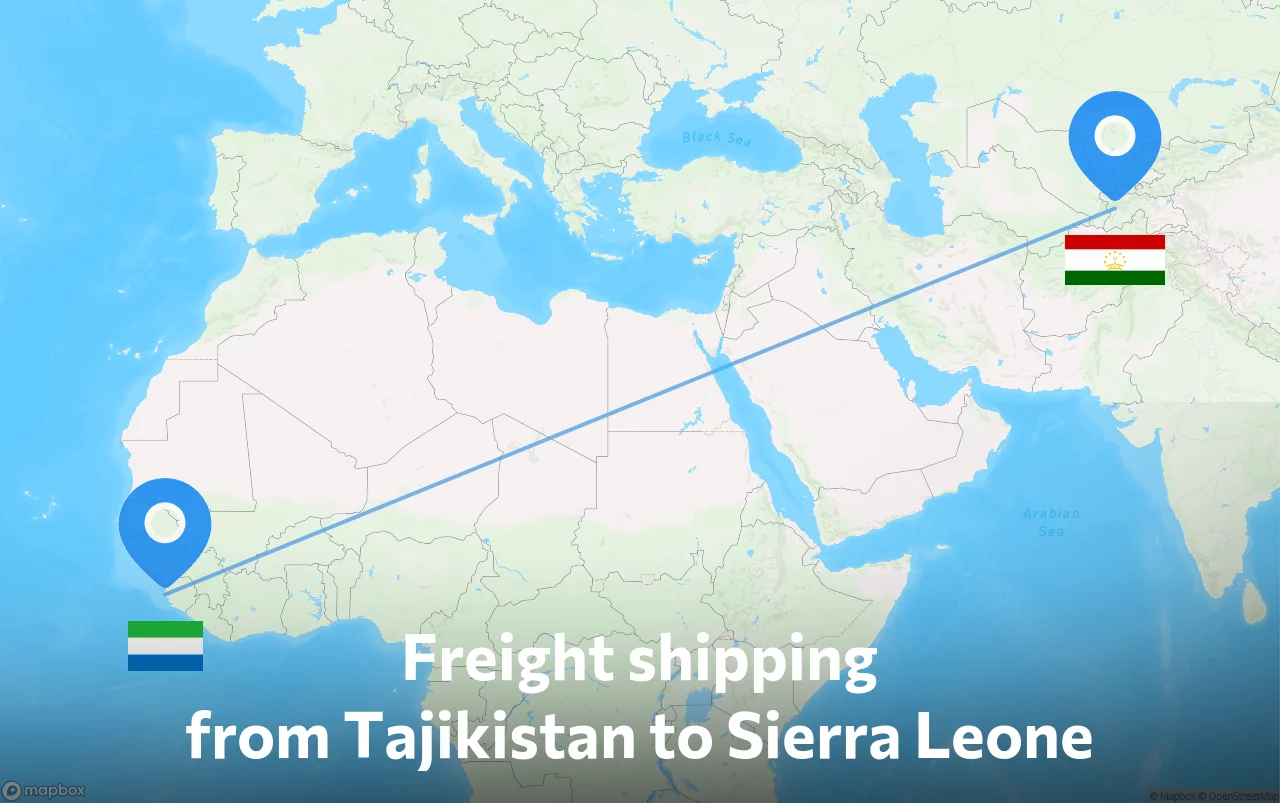 Shipping route from Tajikistan to Sierra Leone