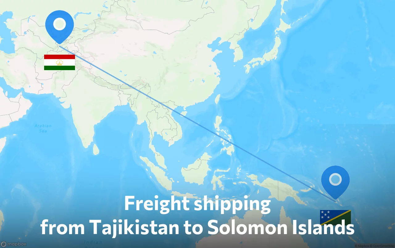 Shipping route from Tajikistan to Solomon Islands