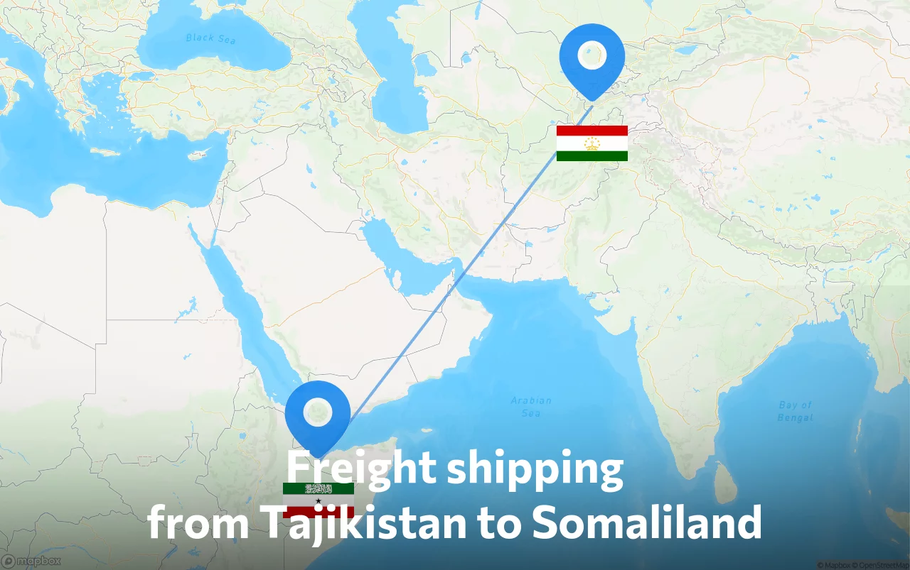 Shipping route from Tajikistan to Somaliland