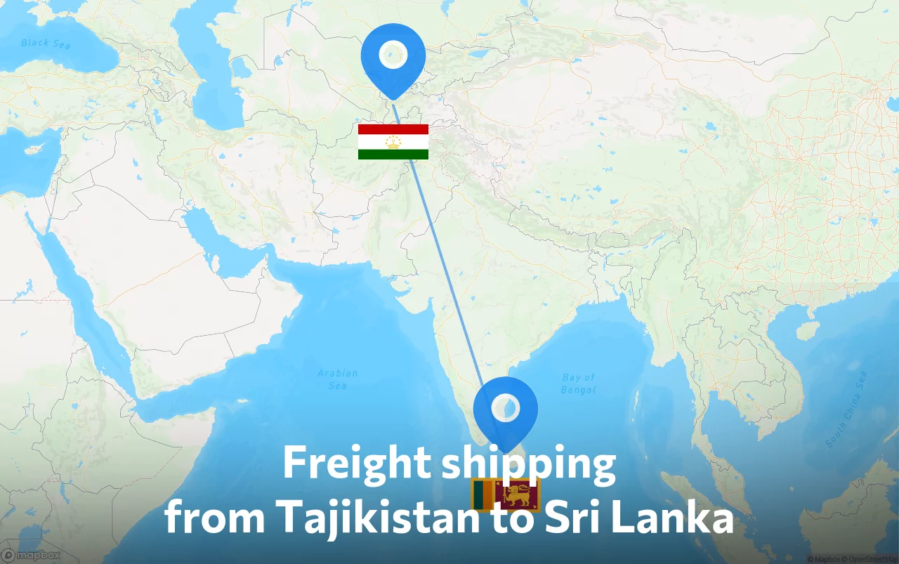 Shipping route from Tajikistan to Sri Lanka