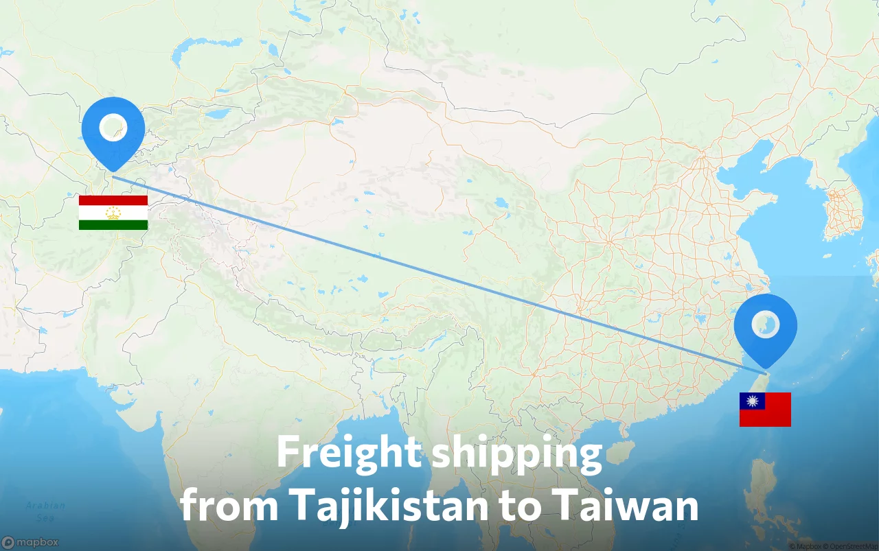 Shipping route from Tajikistan to Taiwan