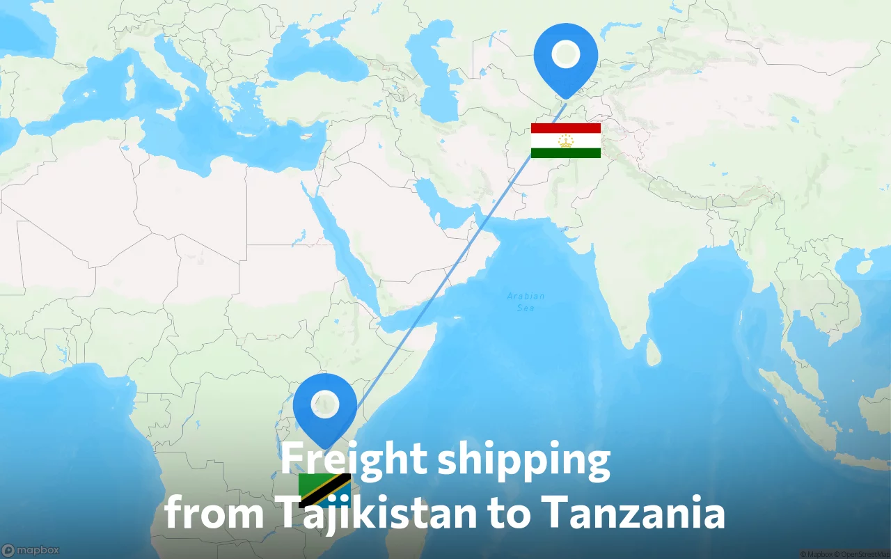 Shipping route from Tajikistan to Tanzania
