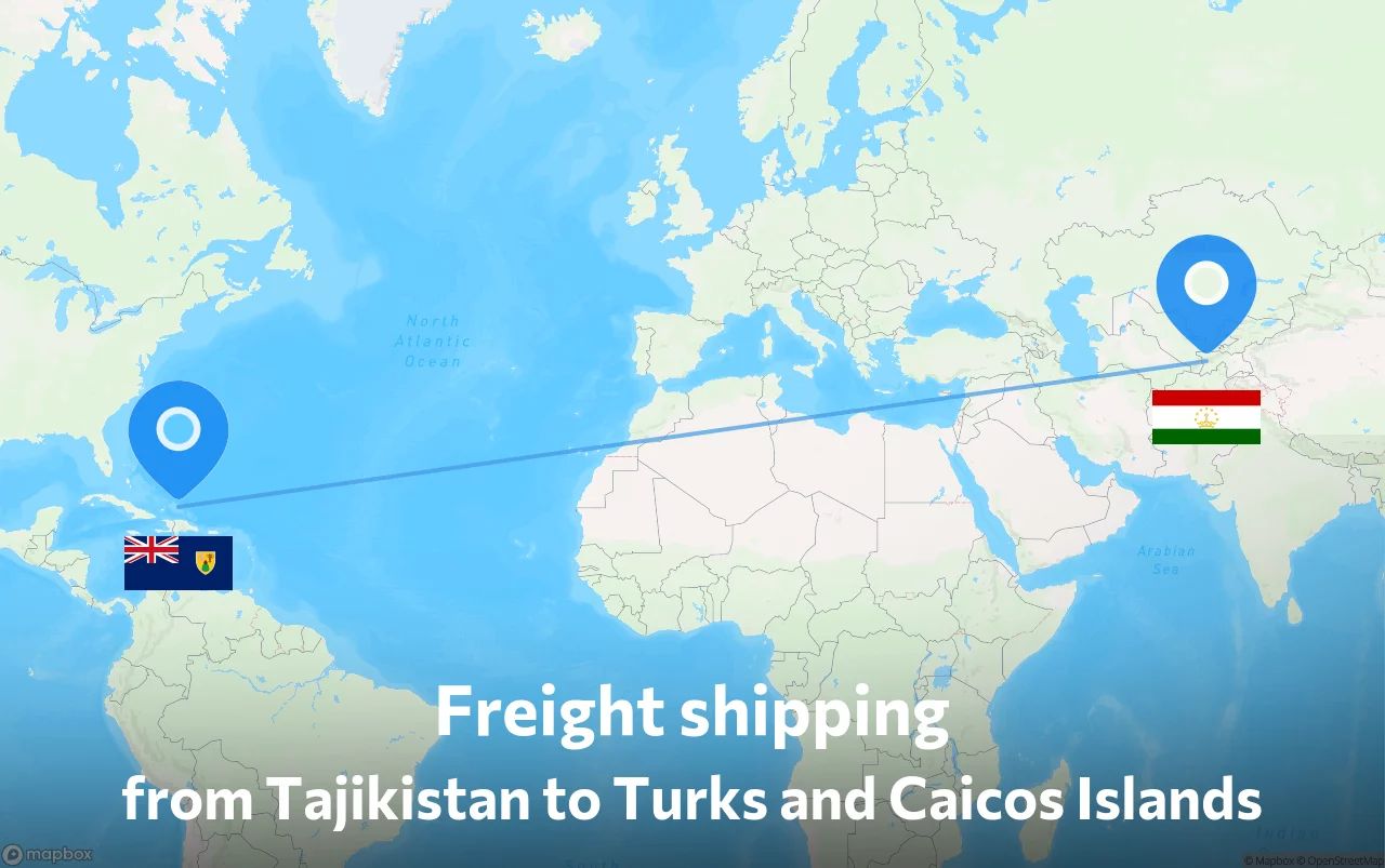 Shipping route from Tajikistan to Turks and Caicos Islands