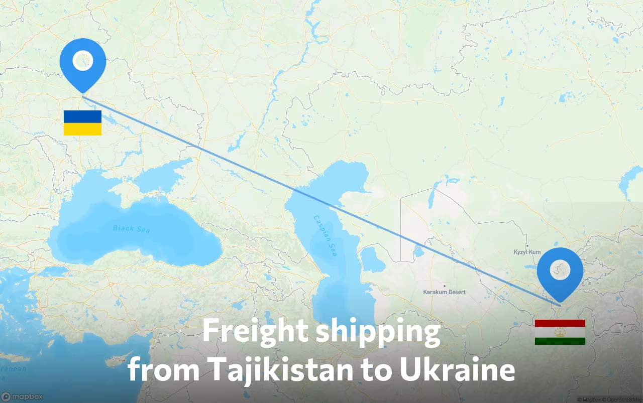 Shipping route from Tajikistan to Ukraine