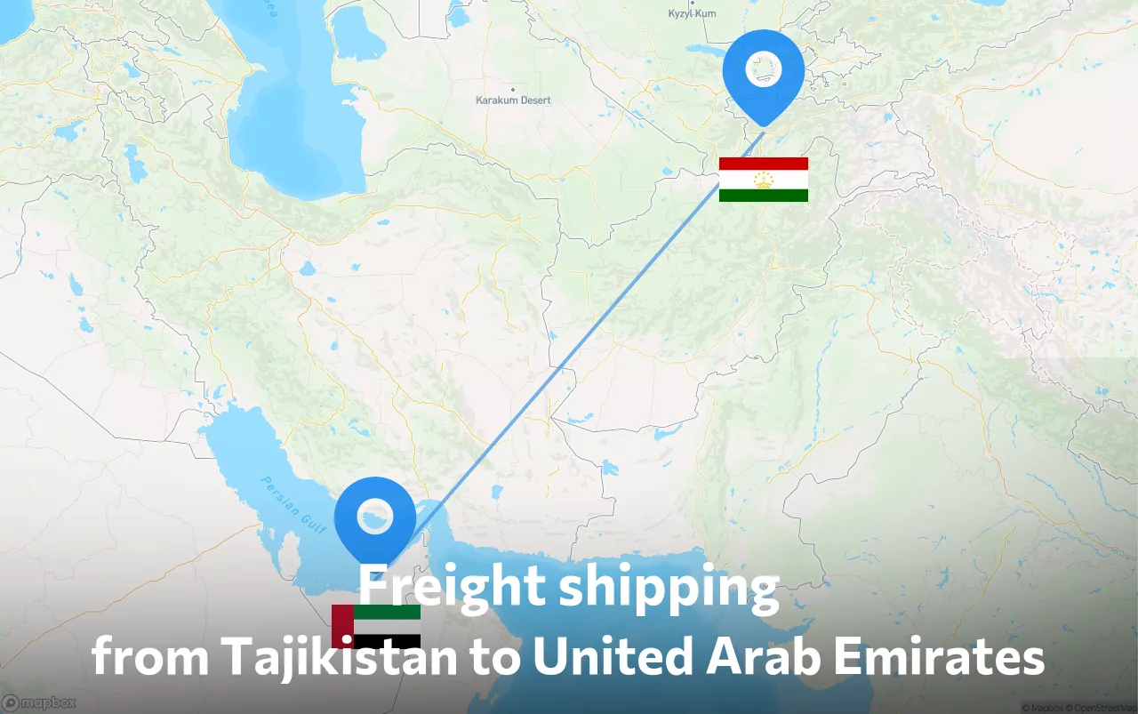 Shipping route from Tajikistan to United Arab Emirates
