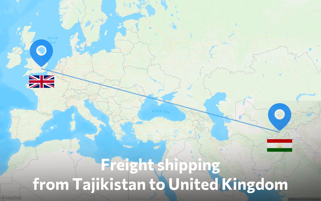Shipping route from Tajikistan to United Kingdom