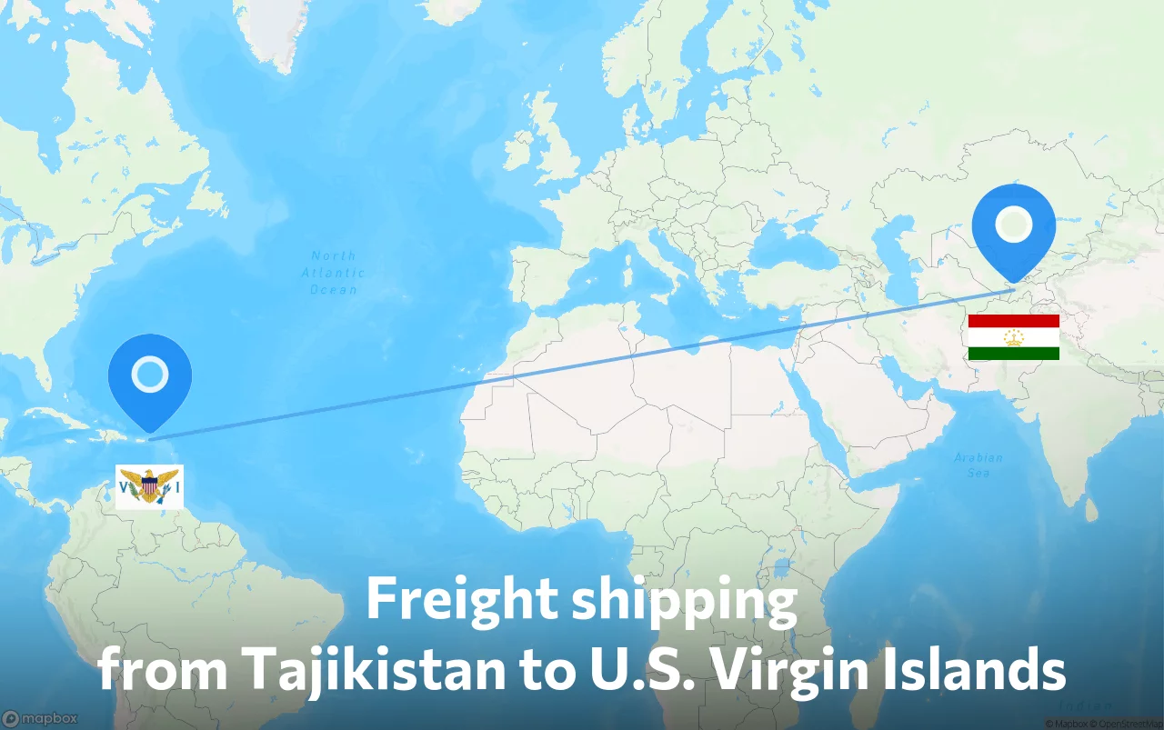 Shipping route from Tajikistan to U.S. Virgin Islands