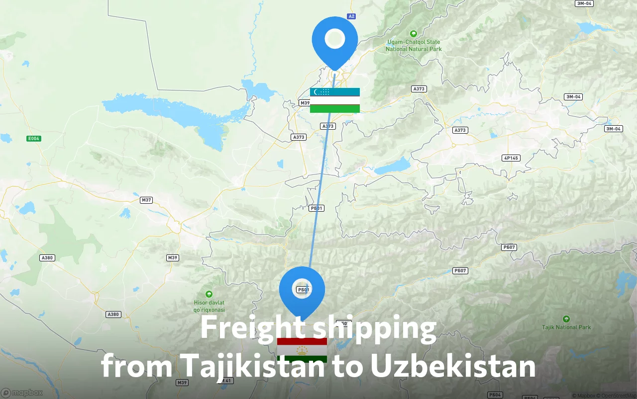 Shipping route from Tajikistan to Uzbekistan