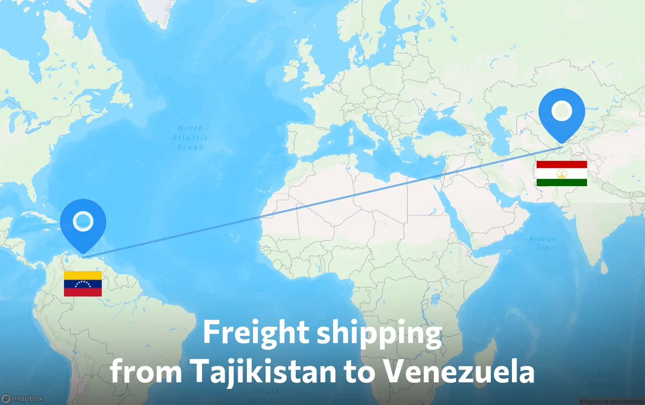 Shipping route from Tajikistan to Venezuela