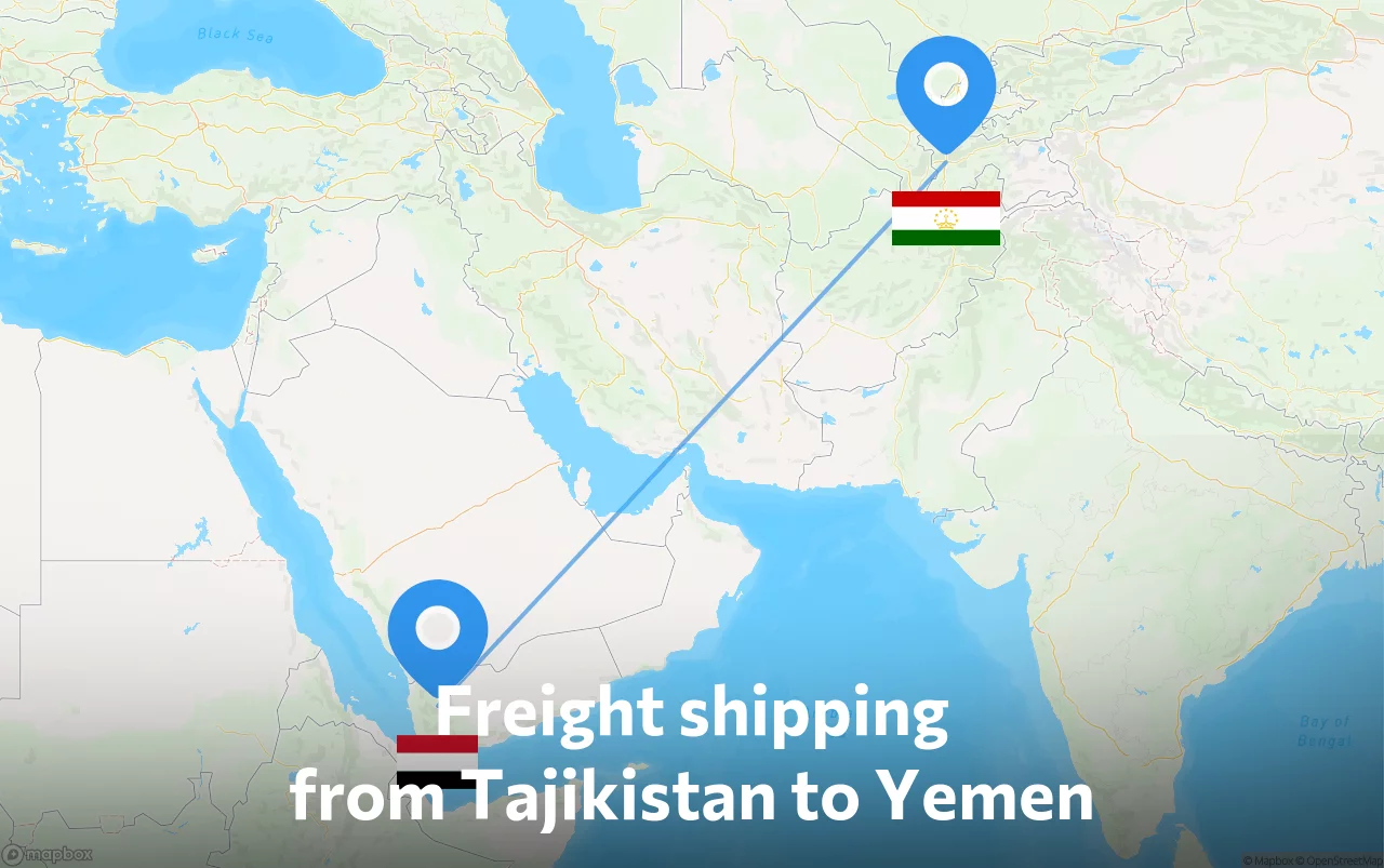 Shipping route from Tajikistan to Yemen