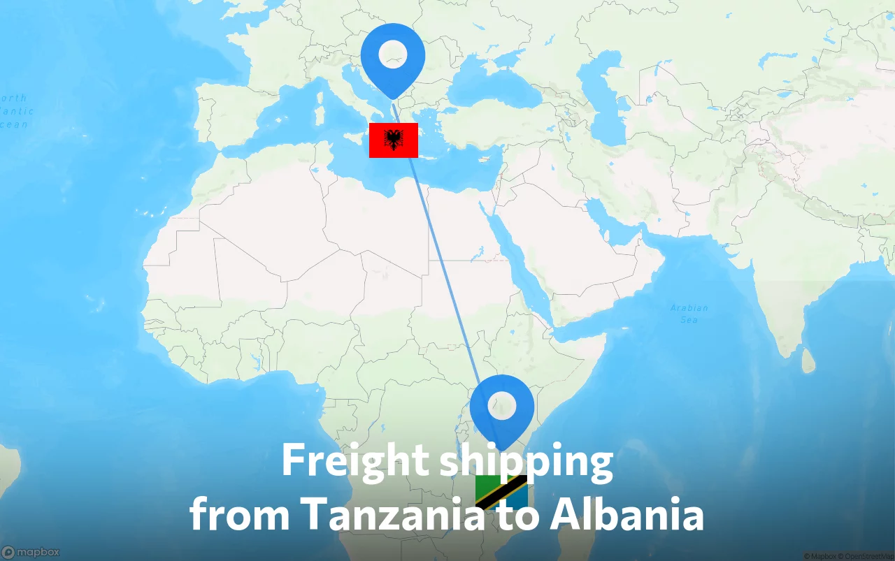 Shipping route from Tanzania to Albania