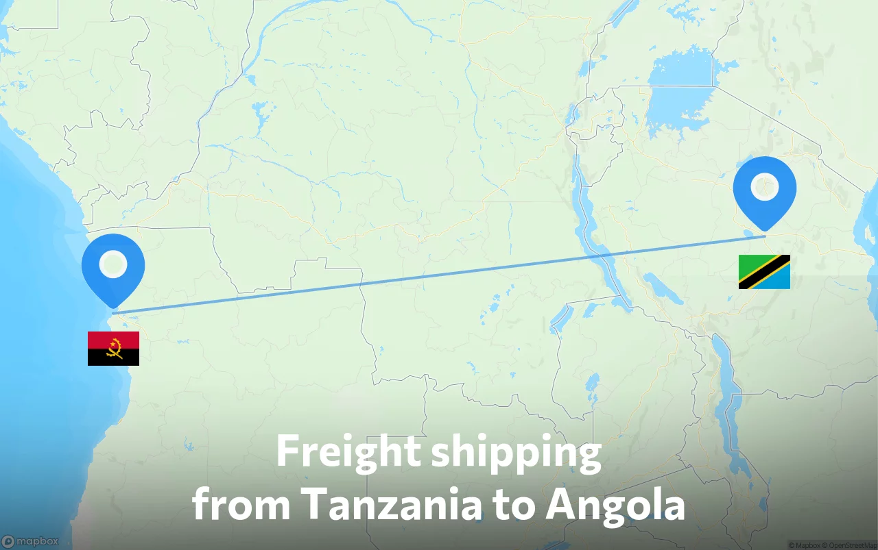 Shipping route from Tanzania to Angola