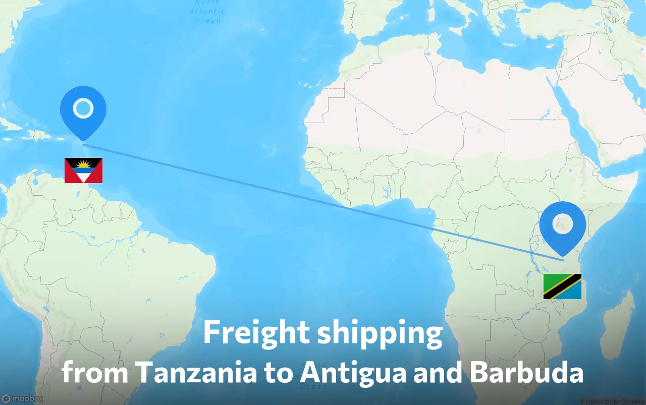 Shipping route from Tanzania to Antigua and Barbuda