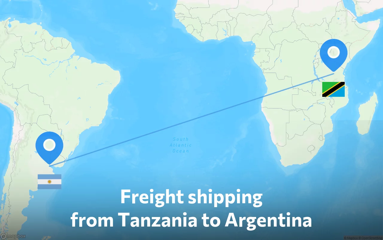 Shipping route from Tanzania to Argentina