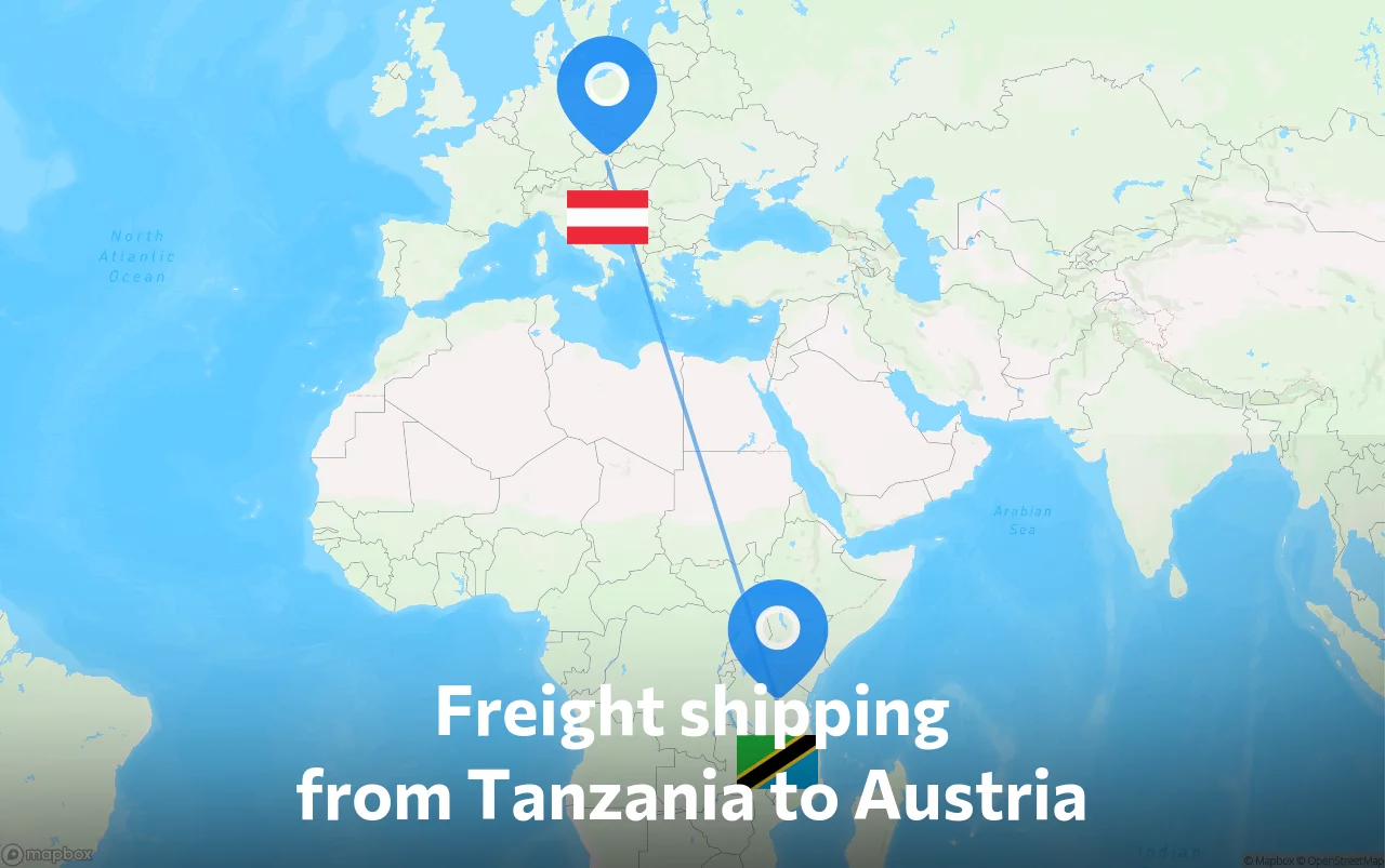 Shipping route from Tanzania to Austria