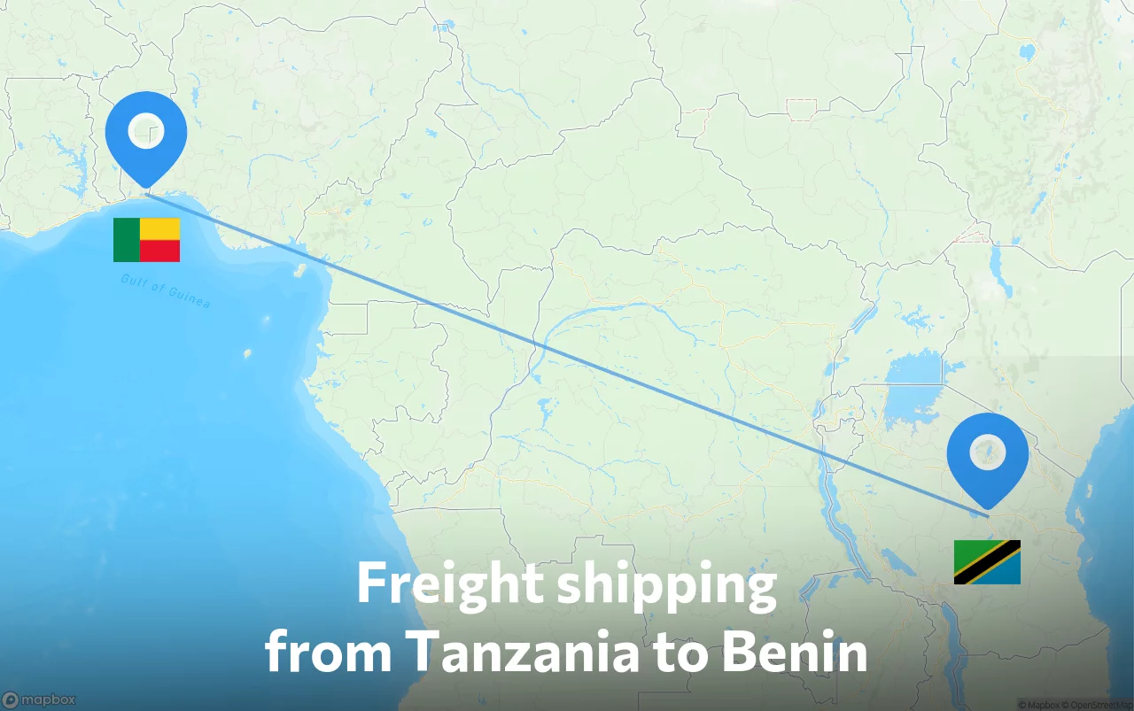 Shipping route from Tanzania to Benin