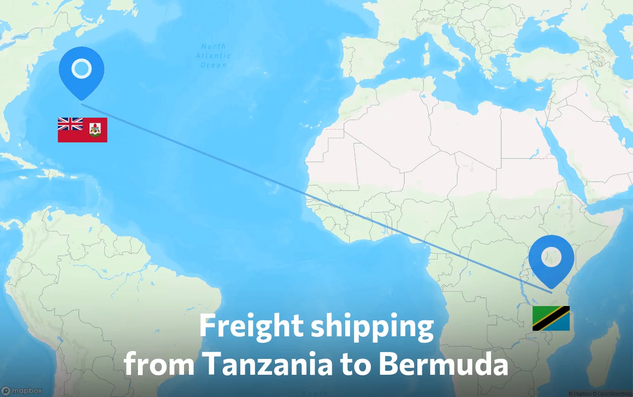 Shipping route from Tanzania to Bermuda