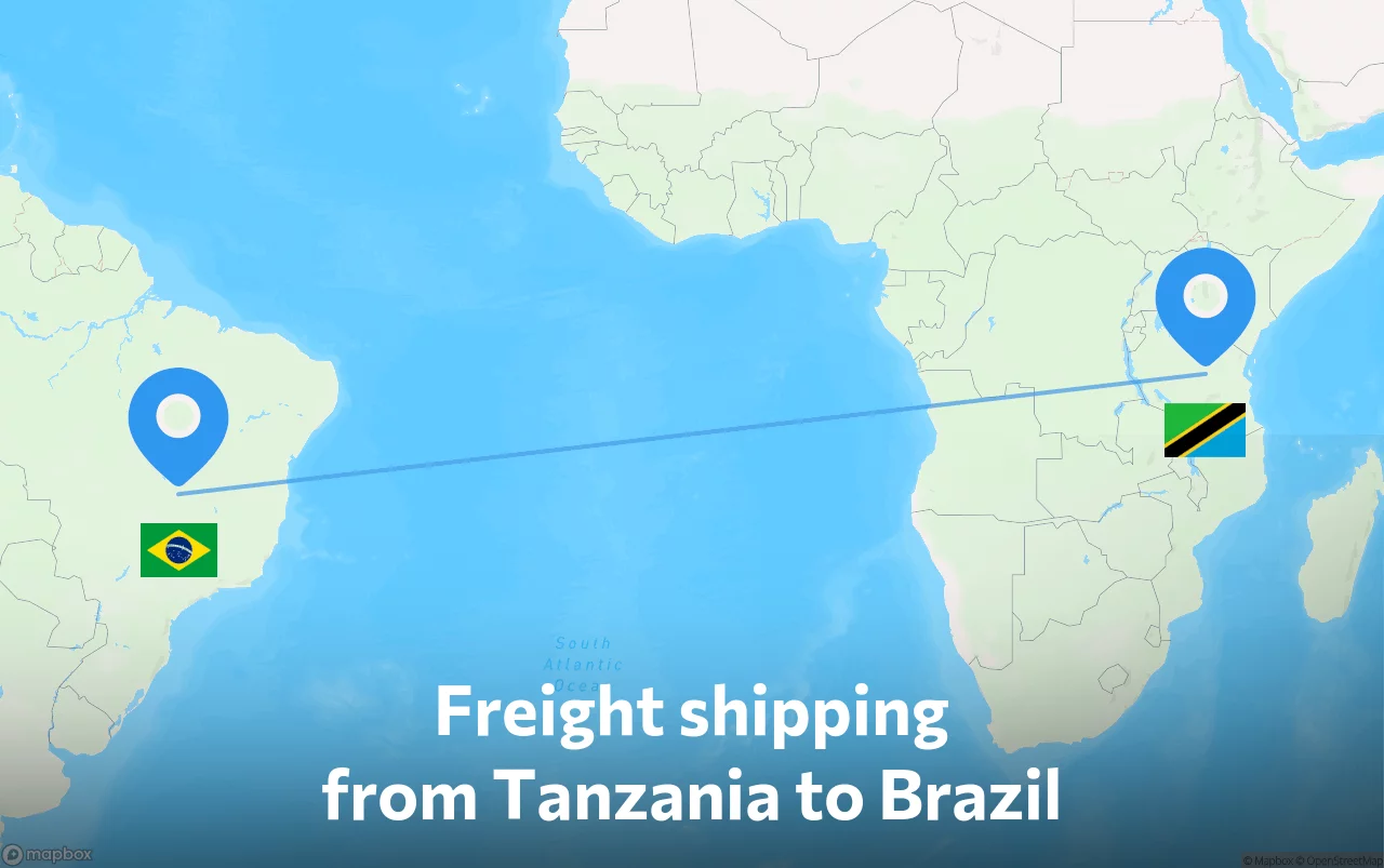 Shipping route from Tanzania to Brazil