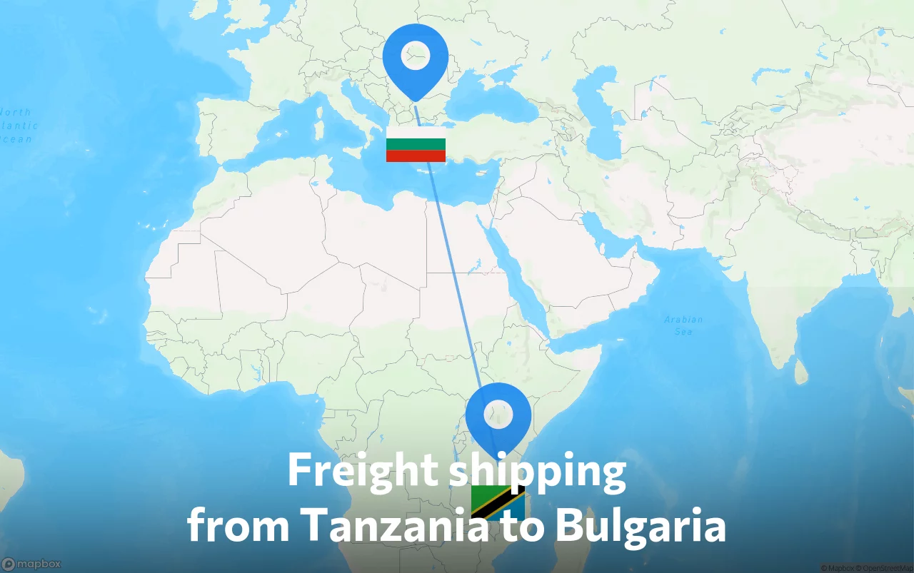Shipping route from Tanzania to Bulgaria
