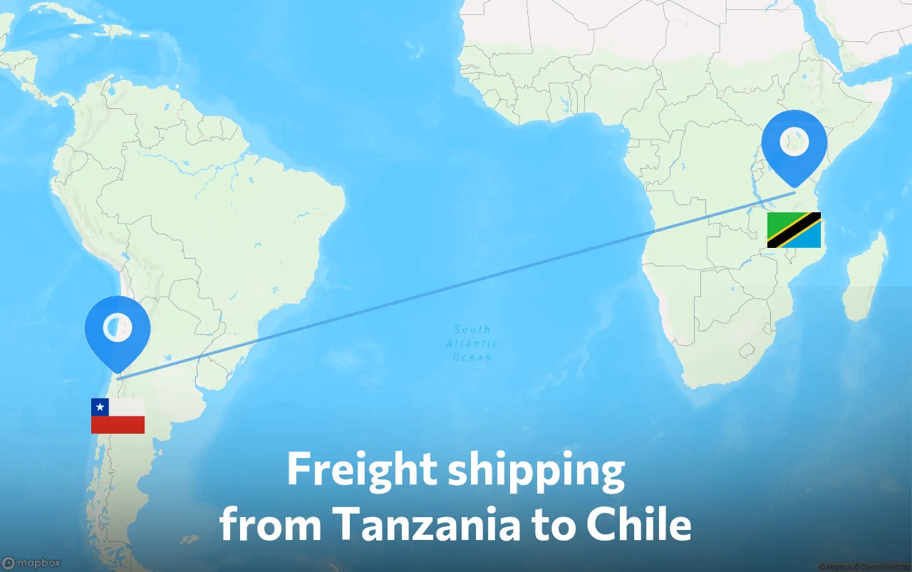 Shipping route from Tanzania to Chile