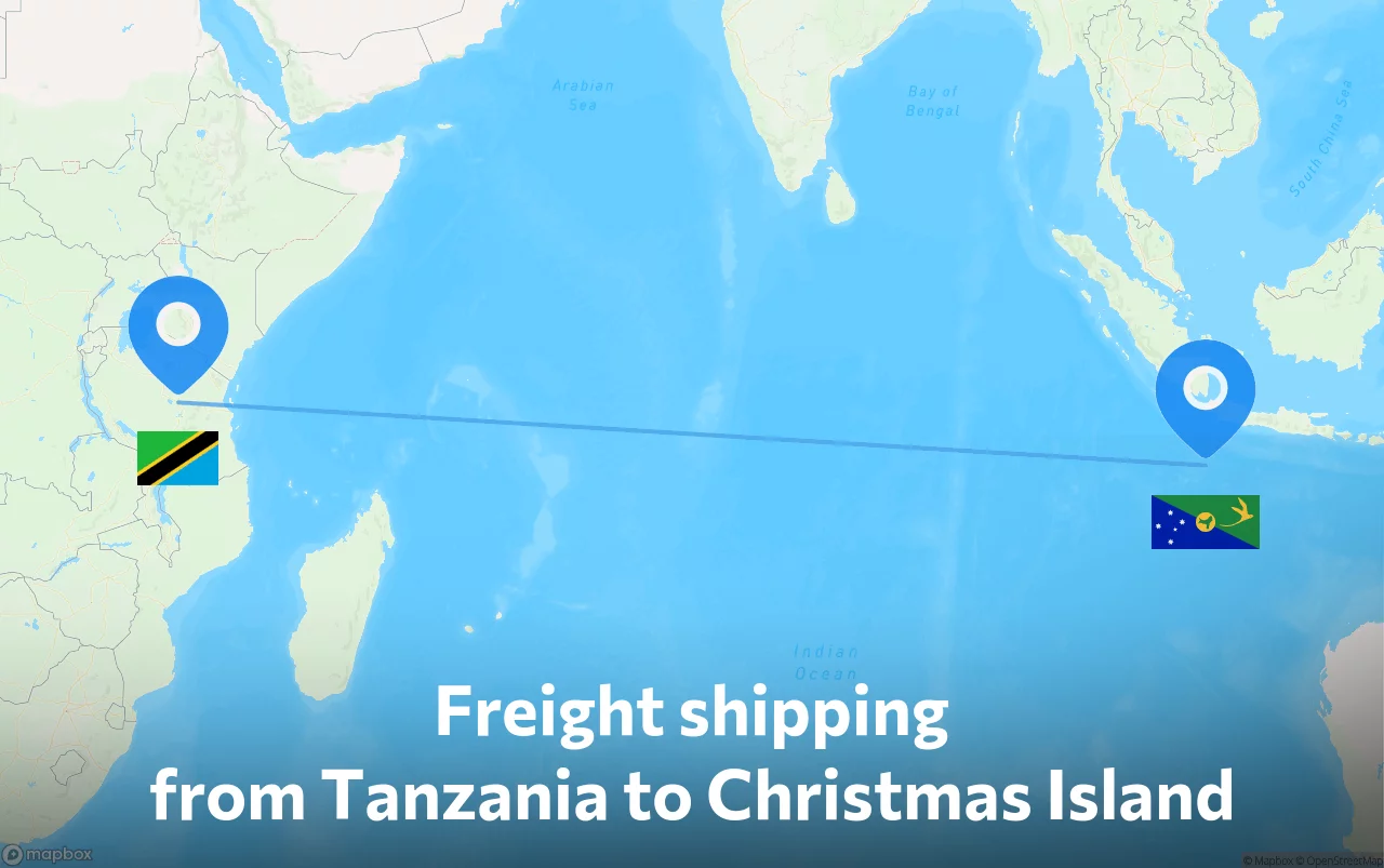 Shipping route from Tanzania to Christmas Island