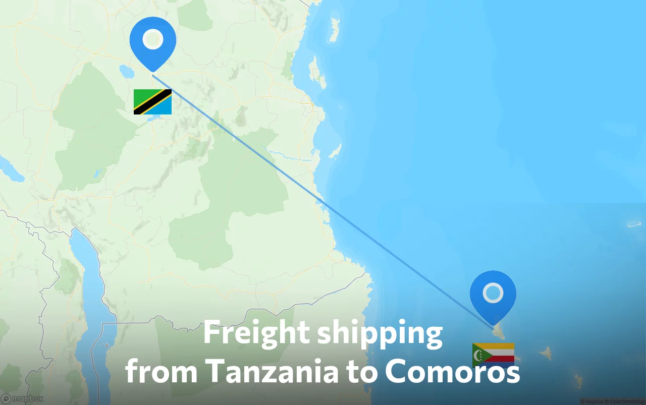 Shipping route from Tanzania to Comoros