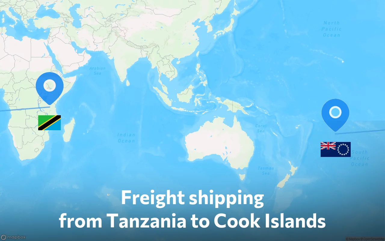 Shipping route from Tanzania to Cook Islands