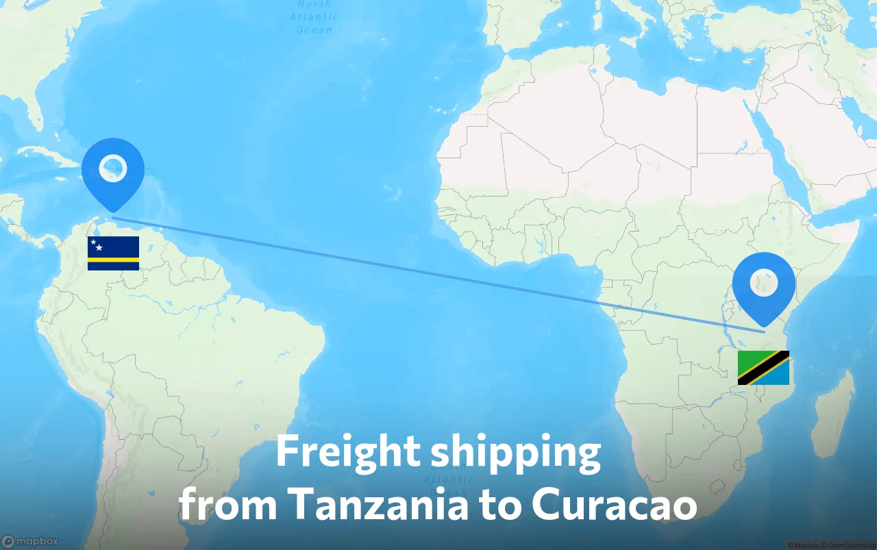 Shipping route from Tanzania to Curacao