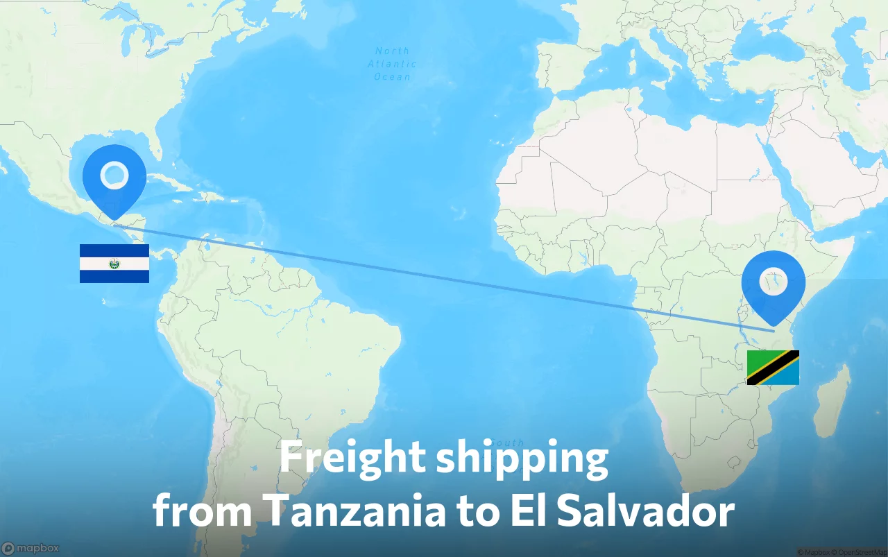 Shipping route from Tanzania to El Salvador