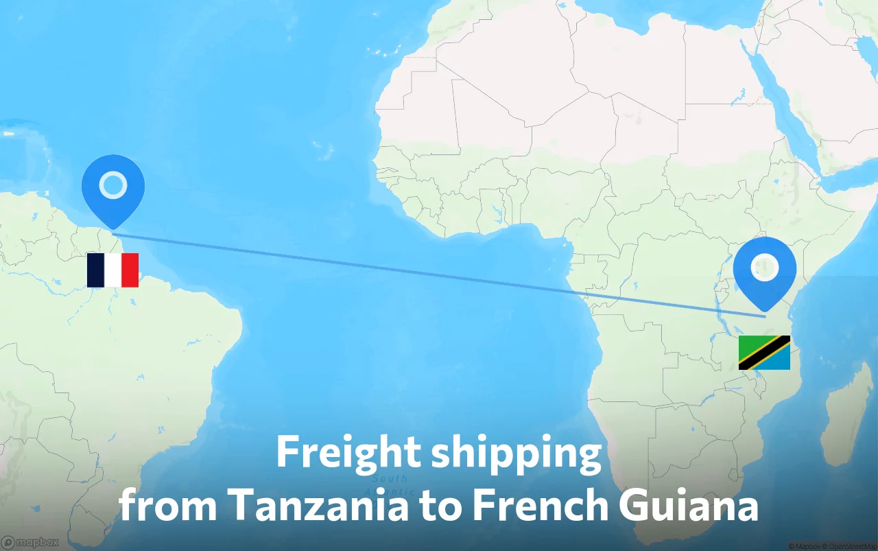 Shipping route from Tanzania to French Guiana
