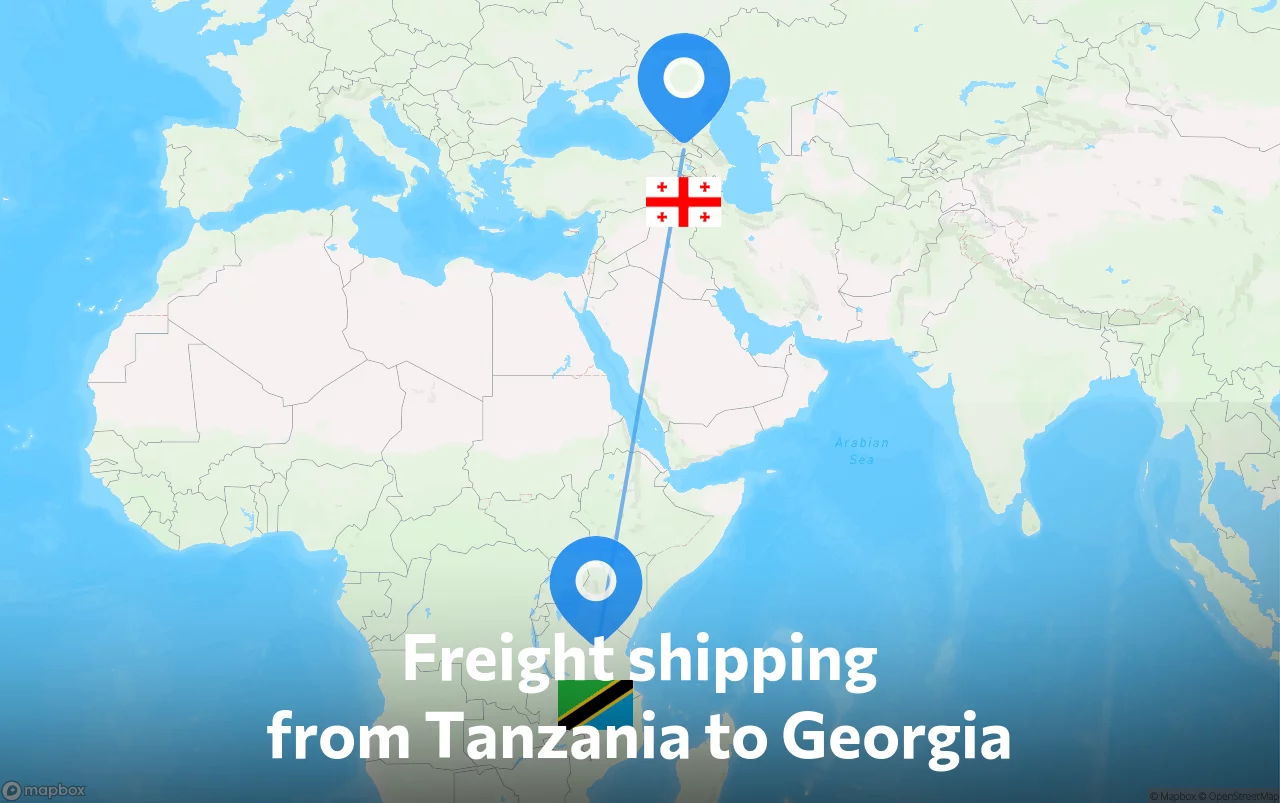 Shipping route from Tanzania to Georgia