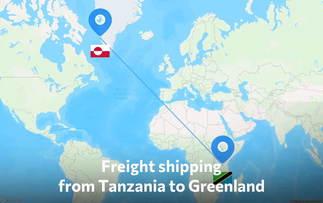 Shipping route from Tanzania to Greenland