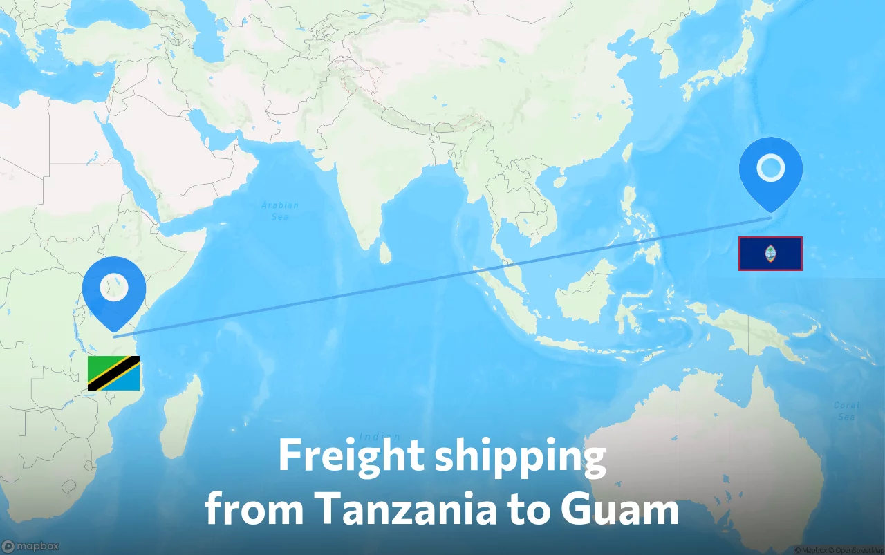 Shipping route from Tanzania to Guam