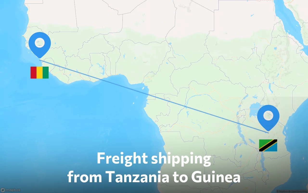 Shipping route from Tanzania to Guinea