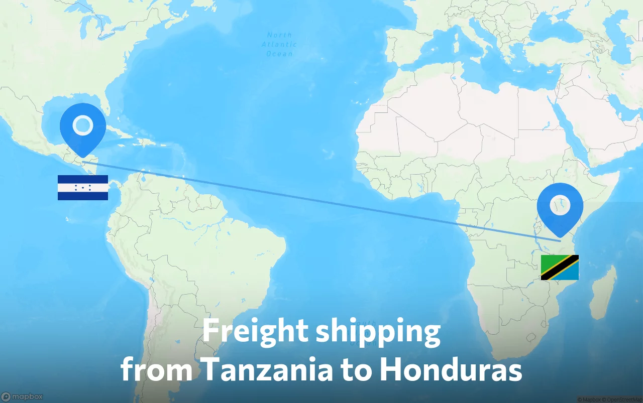 Shipping route from Tanzania to Honduras