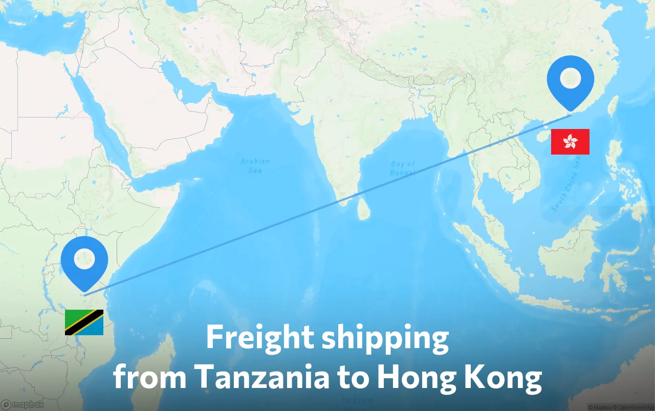 Shipping route from Tanzania to Hong Kong