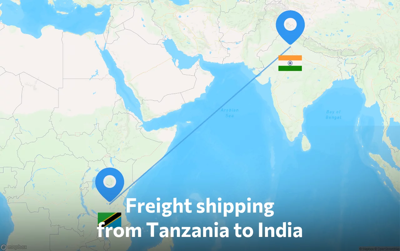Shipping route from Tanzania to India