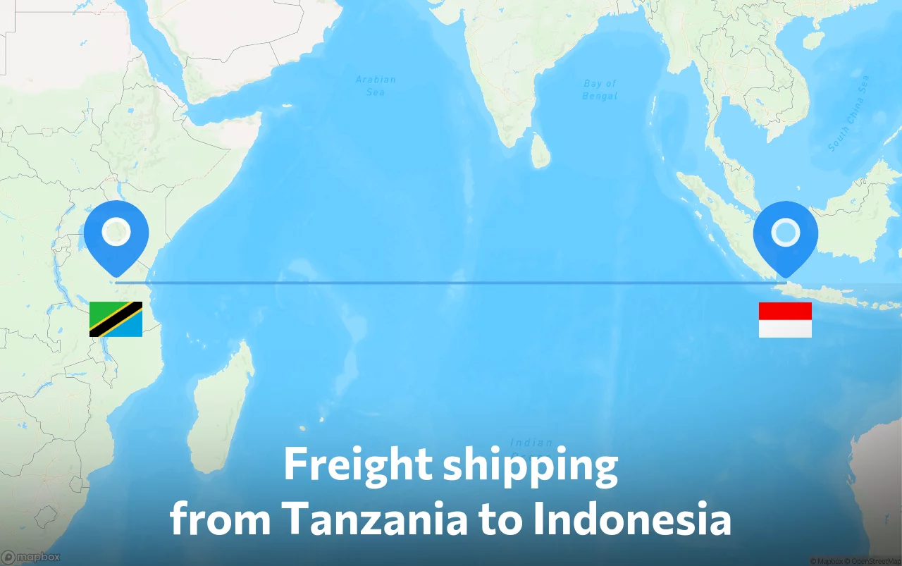 Shipping route from Tanzania to Indonesia