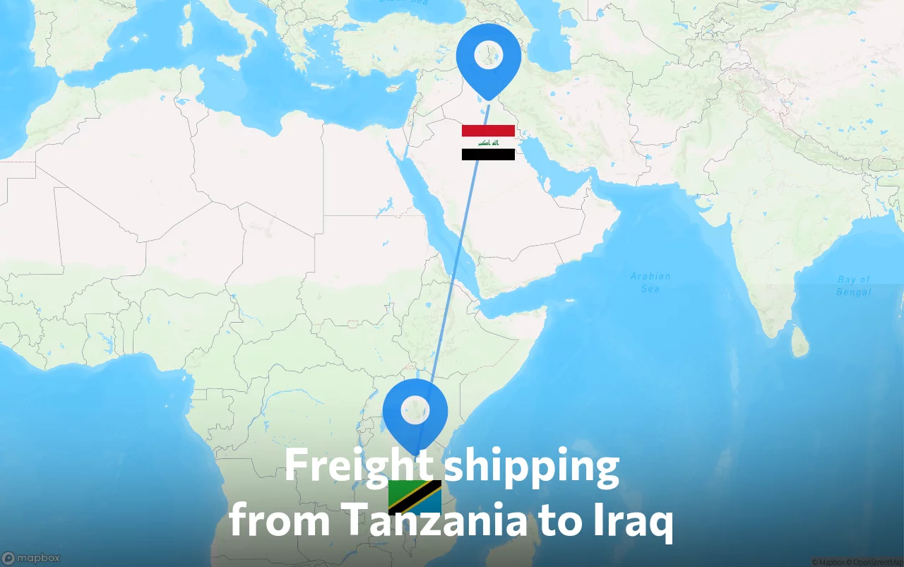 Shipping route from Tanzania to Iraq
