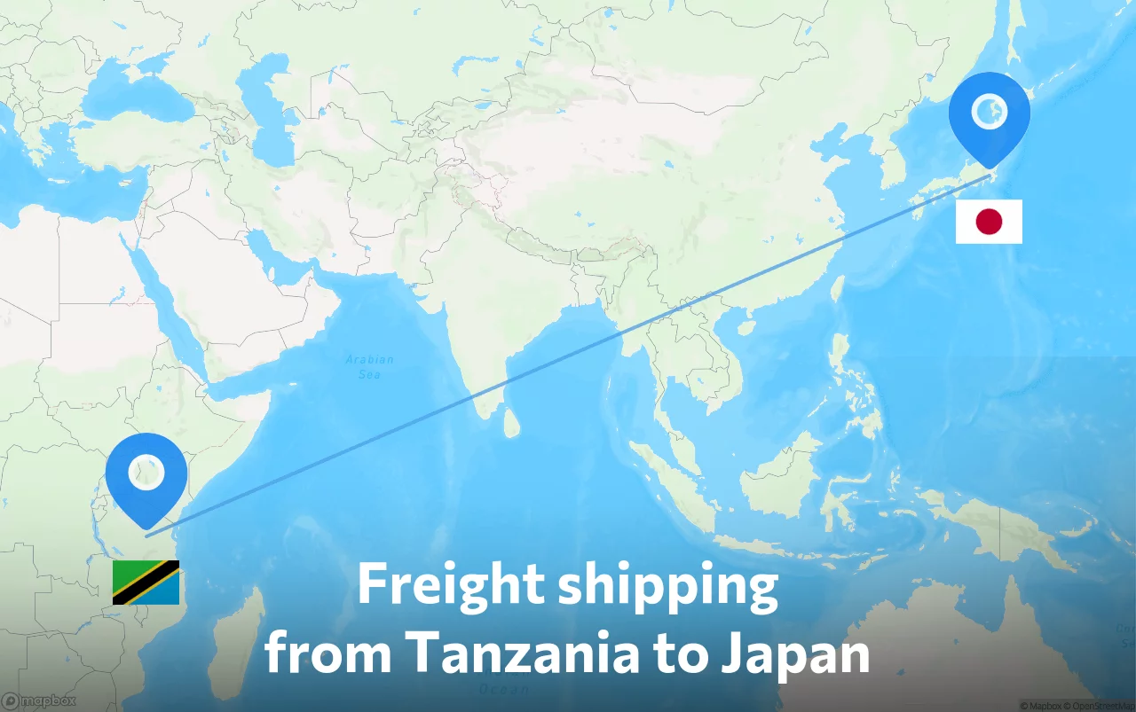 Shipping route from Tanzania to Japan