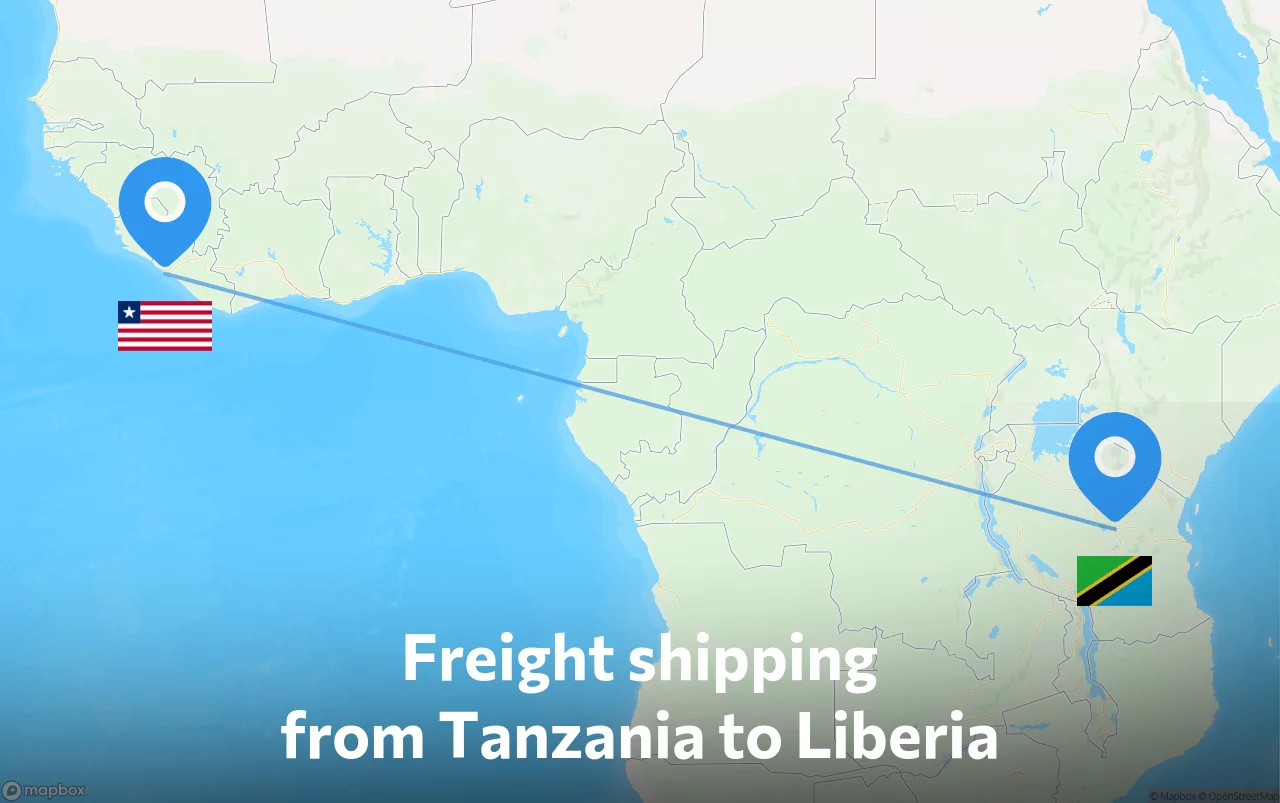 Shipping route from Tanzania to Liberia