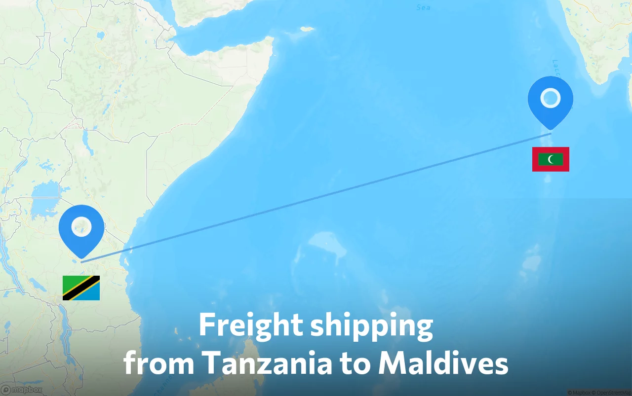 Shipping route from Tanzania to Maldives