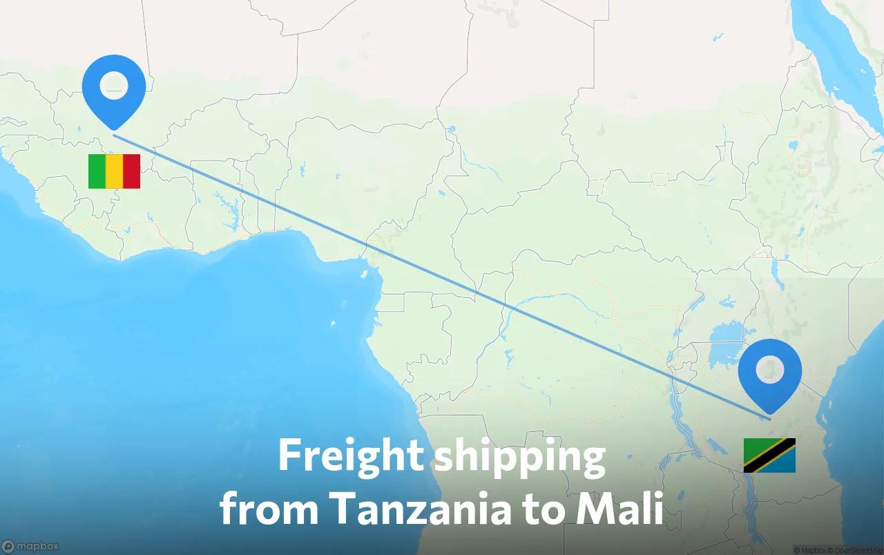 Shipping route from Tanzania to Mali