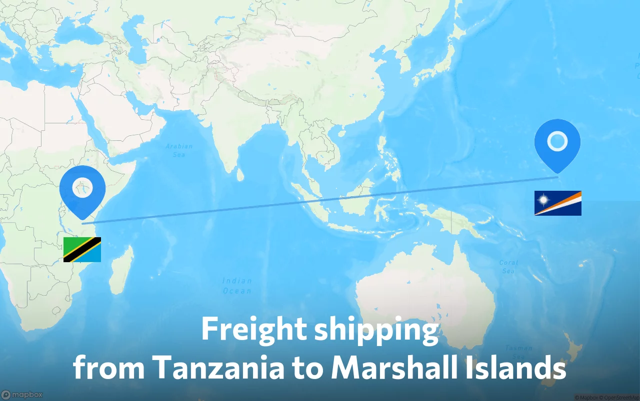 Shipping route from Tanzania to Marshall Islands