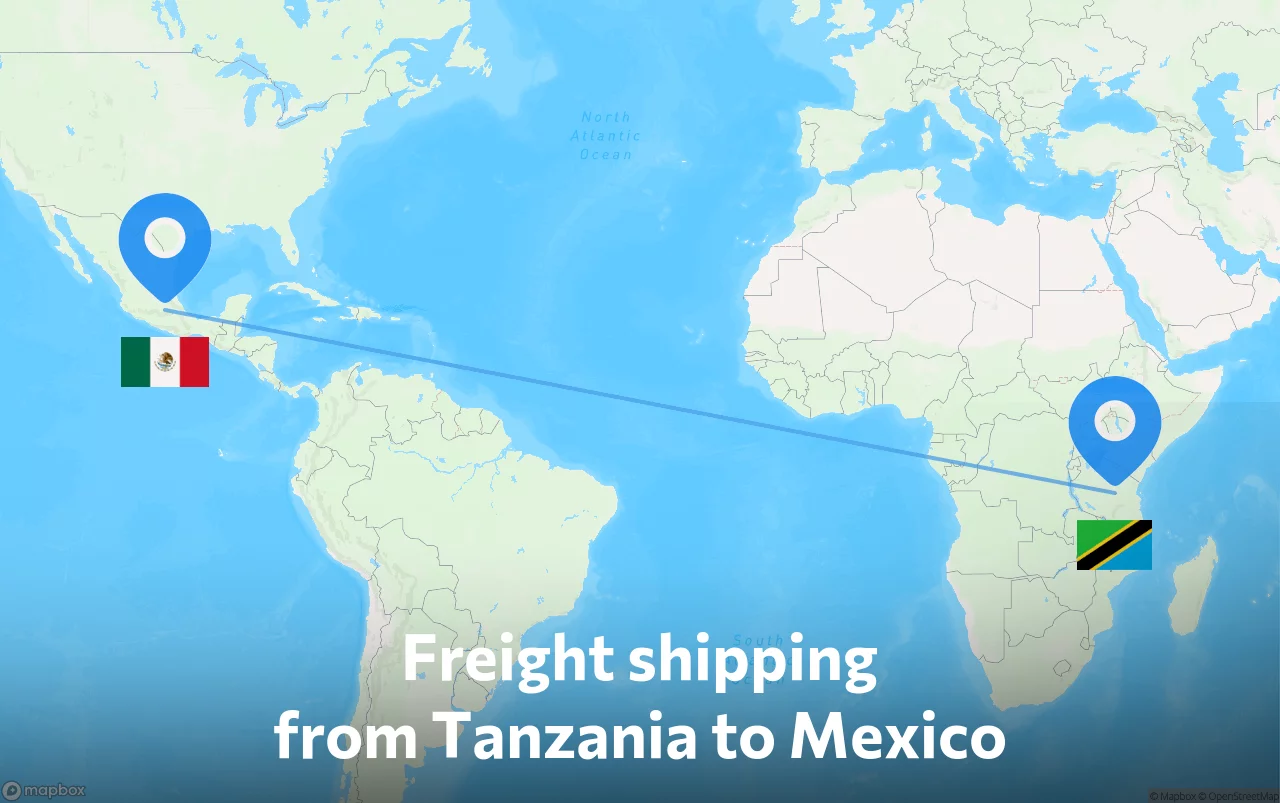 Shipping route from Tanzania to Mexico