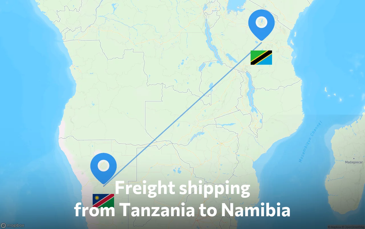 Shipping route from Tanzania to Namibia